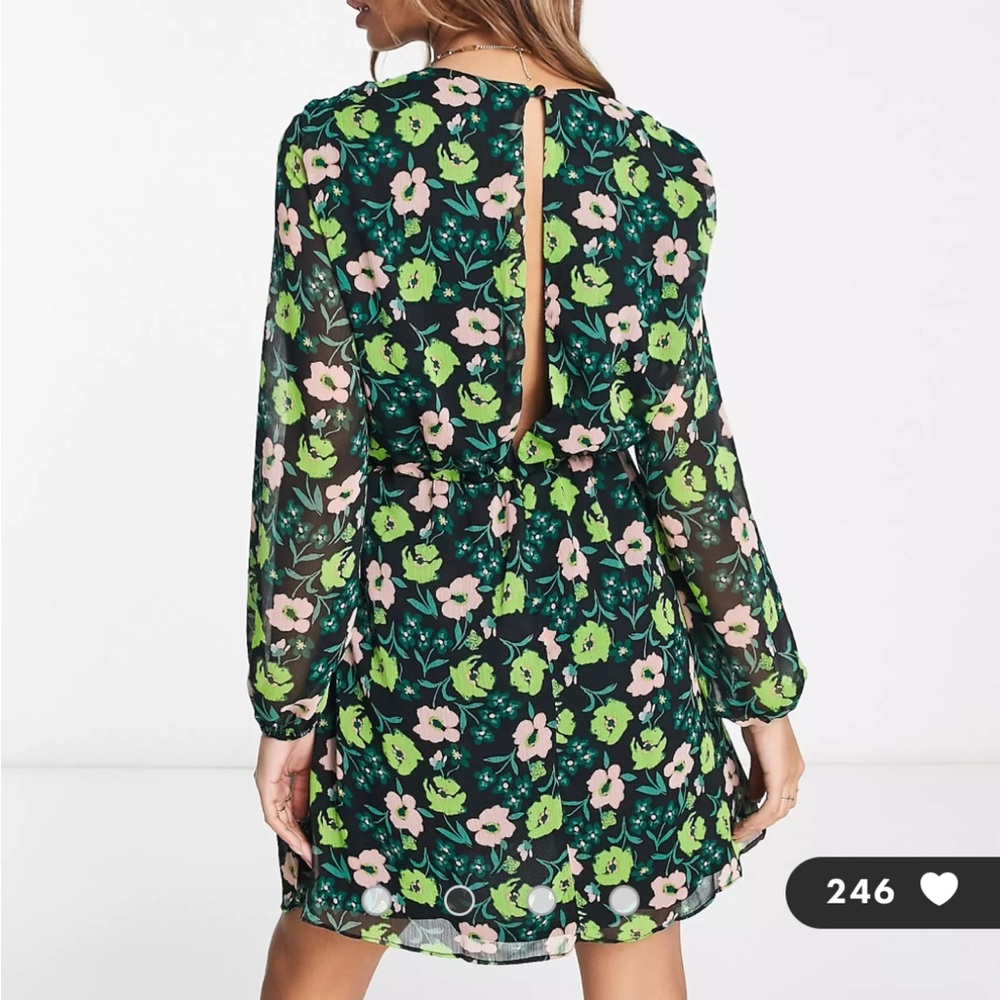 ASOS River Island cowl neck mini dress in green